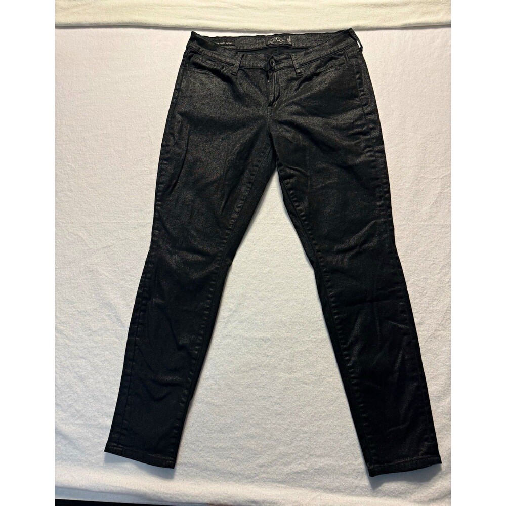 Lucky Brand Women’s Black Coated Skinny Jeans Size 6/30 Metallic Leather Look